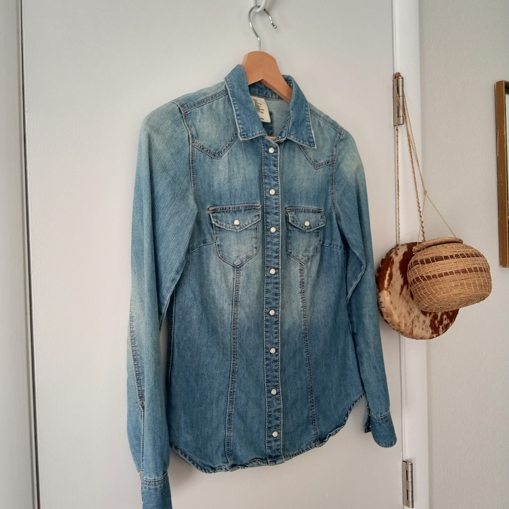 H&M Western Inspired Jean Button Up- Size 2